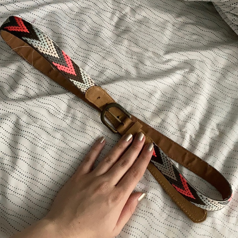 Brown patterned belt